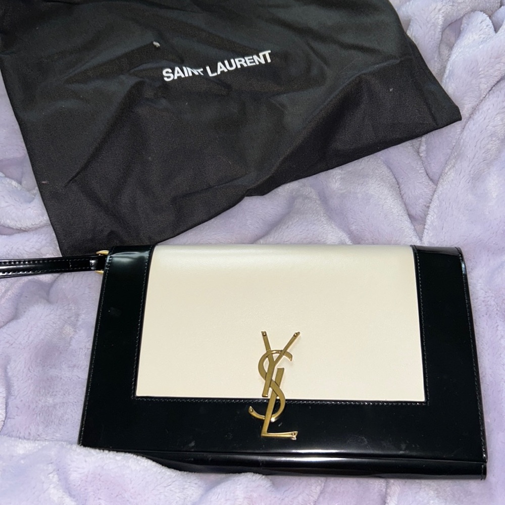 YSL black and white clutch